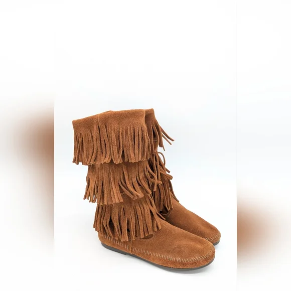Minnetonka 3 Layer Fridge Brown Slouchy Moccasins Boots Size 8 - Picture 10 of 10